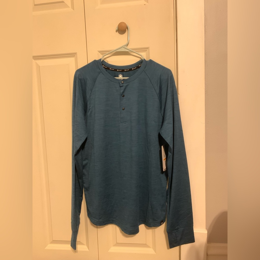 GAIAM Blue Long Sleeve Henley Shirt